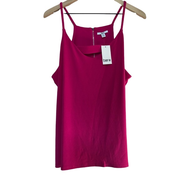 Bar III Zip-Back Halter Cutout Tank Top (XXL, Pink Bon Bon) NWT - Picture 3 of 5